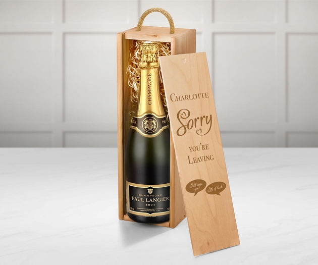 Retirement Paul Langier Champagne Gift Box With Engraved Personalised Lid